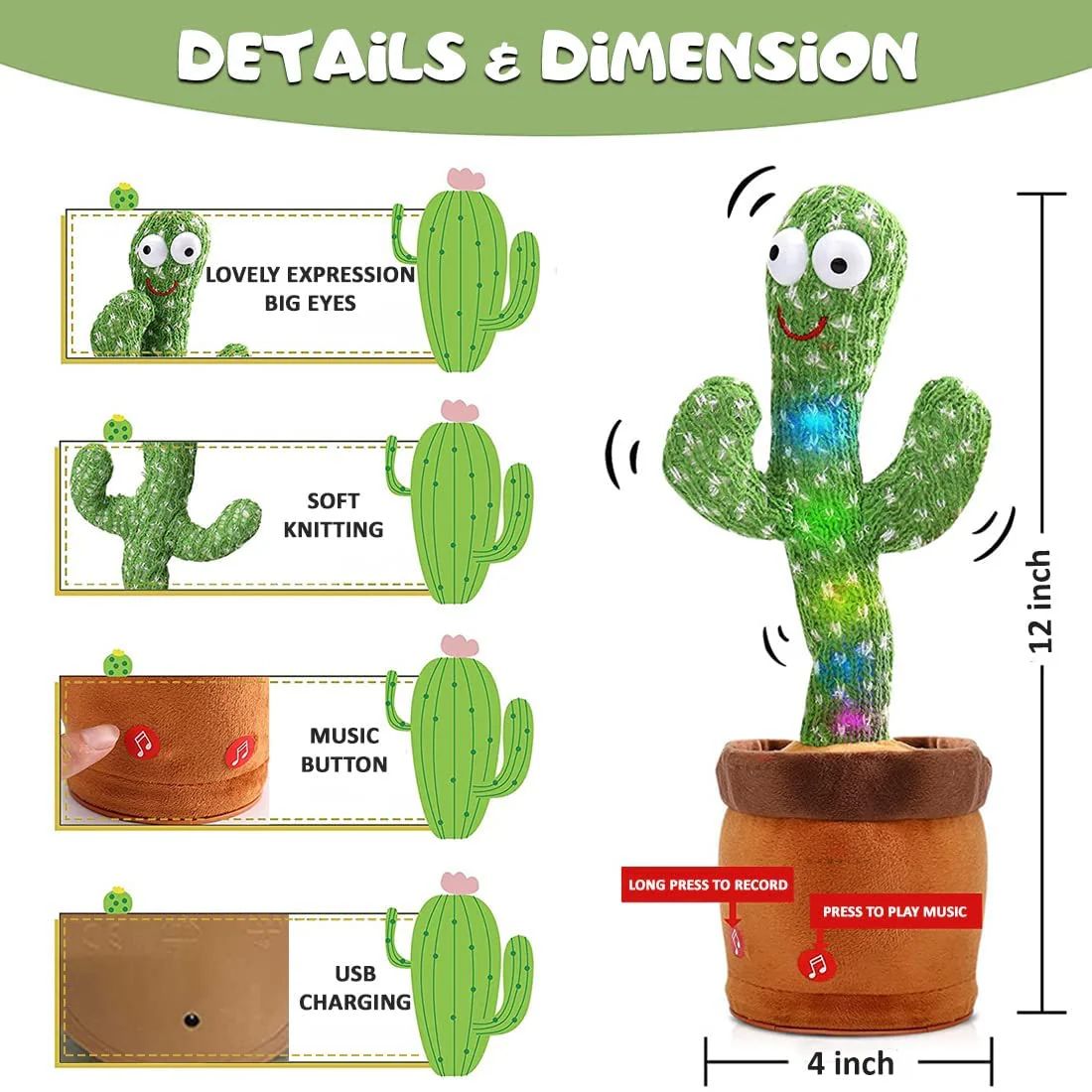 Talking Dancing Cactus with USB Charge